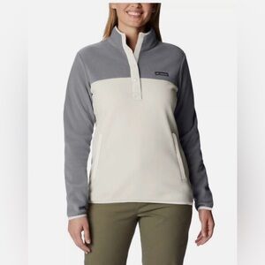 Columbia Women’s Beige & Gray Benton Springs Half Snap Pullover Fleece Size L